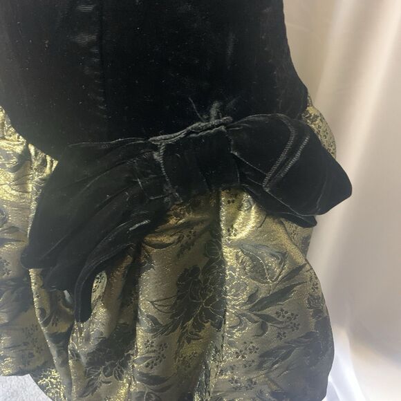 VTG 80s Positively Ellyn Black Velvet Gold Strapless Party Bubble Dress Sz. 8 - Picture 12 of 13